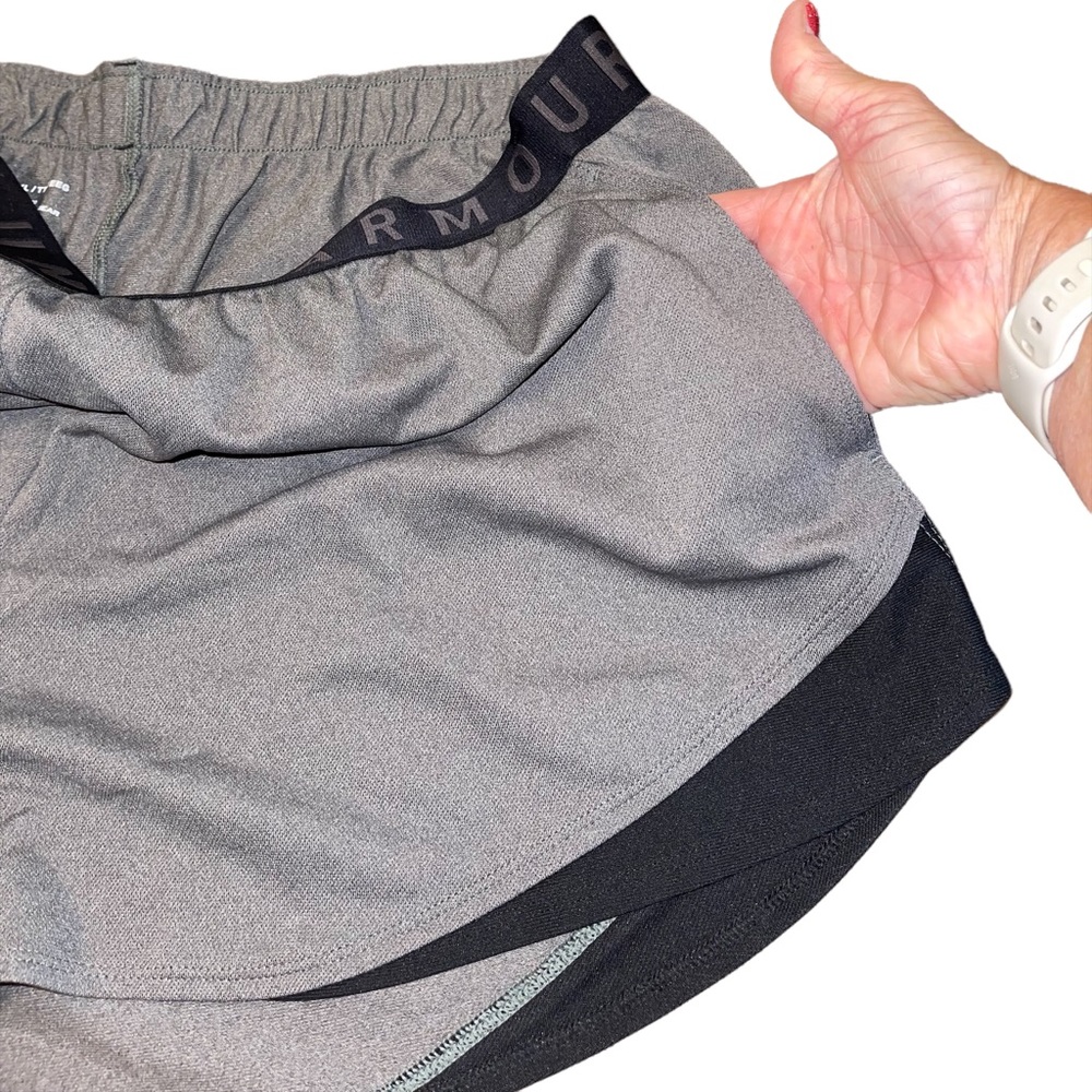 Women's UA Play Up Shorts‎ 3.0 Twist XXL plus size NWT gray and black - Picture 7 of 13
